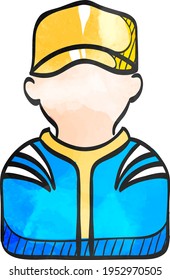 car rally sport driver icon in watercolor style