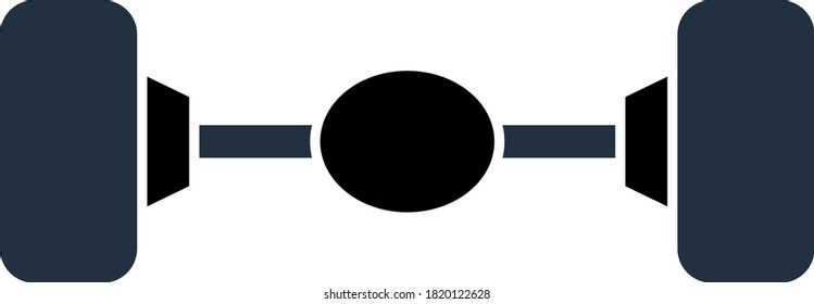 Symbol der Hinterachse des Fahrzeugs Flaches Farbdesign. Vektorgrafik.