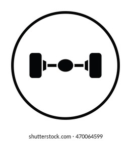 Car rear axle icon. Thin circle design. Vector illustration.