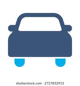 Icono de vista trasera del coche azul Vector plano diseño vehículo transporte símbolo automóvil cola trasera tráfico drive viaje elemento gráfico signo