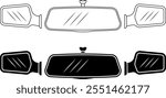 car rear view mirror icon set