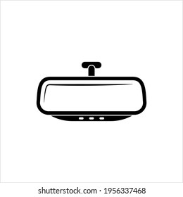 Car Rear View Mirror Icon, Rear-View Mirror, Rearview Mirror Used To See Rearward Vector Art Illustration