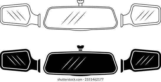 conjunto de ícone do espelho retrovisor do carro