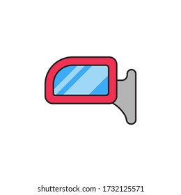 Símbolo del icono del vector del retrovisor de la vista trasera del coche aislado en fondo blanco