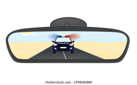 Car rear view mirror. vector illustration