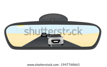 Car rear view mirror. vector illustration