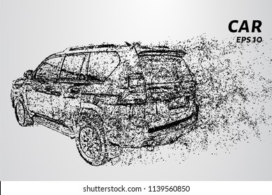 Car rear view. Car wagon from points and circles