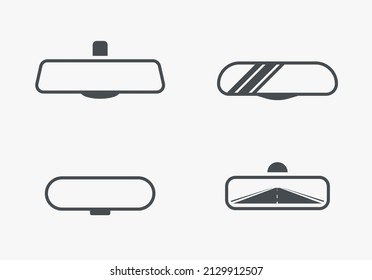 Car rearview mirror driver glass inside. Vector rear view mirror inside car illustration safety