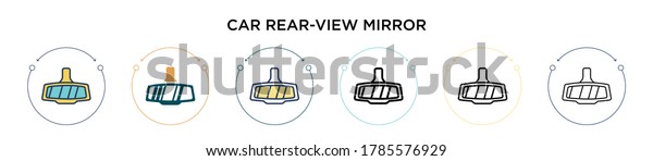 Car rear-view mirror icon in filled, thin line,\
outline and stroke style. Vector illustration of two colored and\
black car rear-view mirror vector icons design can be used for\
mobile, ui, web