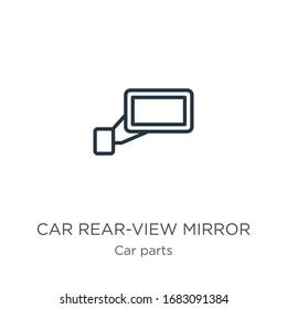 Car rear-view mirror icon. Thin linear car rear-view mirror outline icon isolated on white background from car parts collection. Line vector sign, symbol for web and mobile