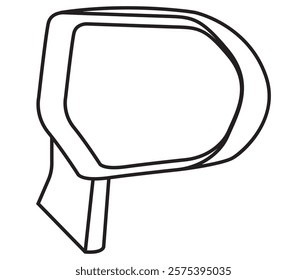 A car rearview mirror. Illustration in outline and vector format.