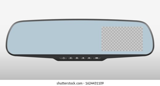 Car Rearview Mirror With Integrated Video Camera.Vector