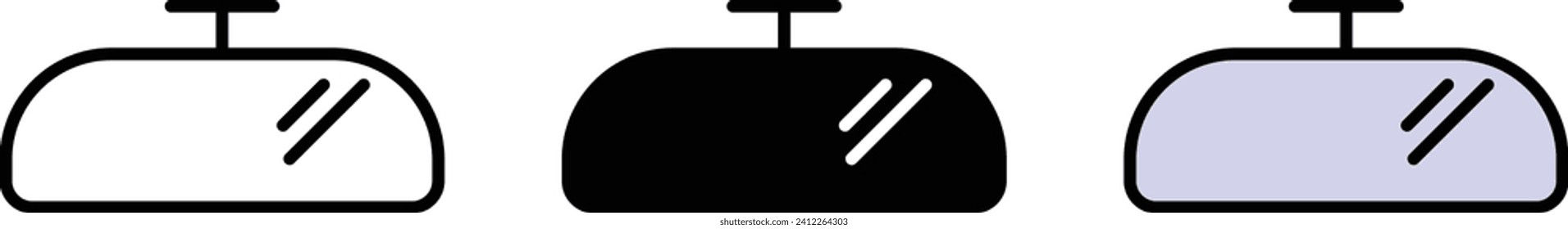 Car rearview mirror lined, isolated and colored version. Vector illustration