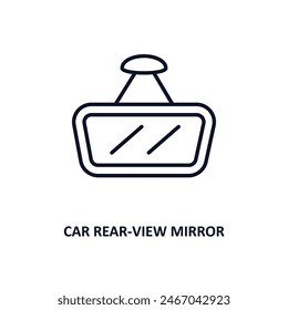 car rear-view mirror outline icon.  Thin line icon from car parts collection. Editable vector isolated on white background