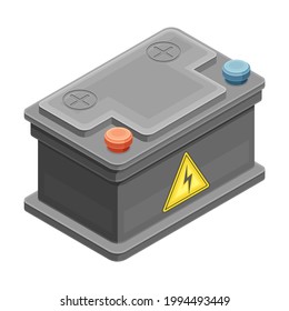 Car Rechargeable Battery as Electric Power Object Isometric Vector Illustration