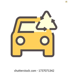 Car and recycle icon to show used car concept design, 48X48 pixel perfect and editable stroke.