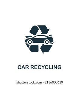 Car Recycling icon. Monochrome simple icon for templates, web design and infographics