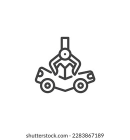 Car recycling line icon. linear style sign for mobile concept and web design. Vehicle recycling outline vector icon. Symbol, logo illustration. Vector graphics