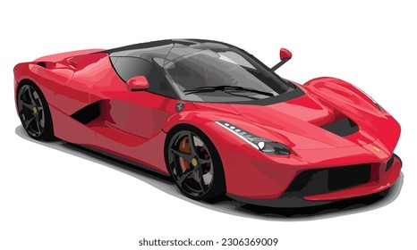 car red 3d design modern ferrari sf art vector tire template coupe model drive fast engine speed horse power realistic isolated on white background