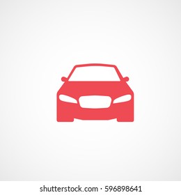 Car Red Flat Icon On White Background