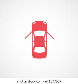 Car Red Flat Icon On White Background