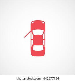 Car Red Flat Icon On White Background