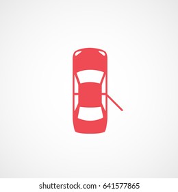 Car Red Flat Icon On White Background