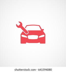 Car Red Flat Icon On White Background