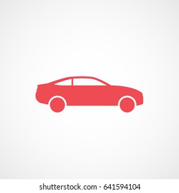 Car Red Flat Icon On White Background