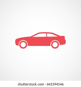 Car Red Flat Icon On White Background