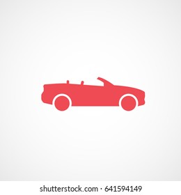 Car Red Flat Icon On White Background