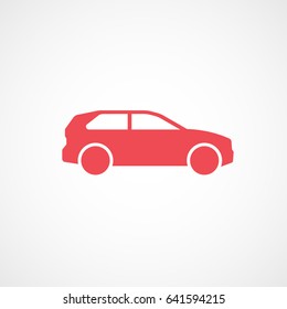 Car Red Flat Icon On White Background