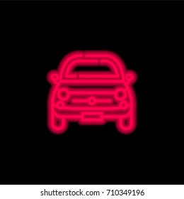 Car red glowing neon ui ux icon. Glowing sign logo vector