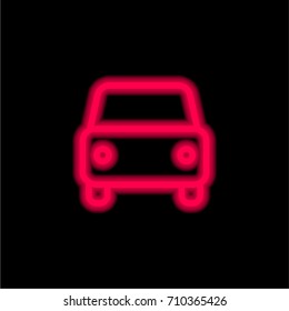 Car red glowing neon ui ux icon. Glowing sign logo vector