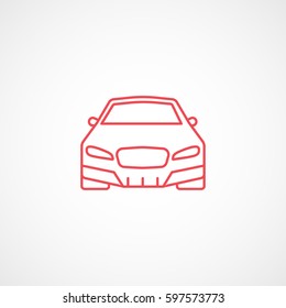 Car Red Line Icon On White Background 