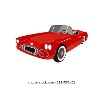 Car red on white background