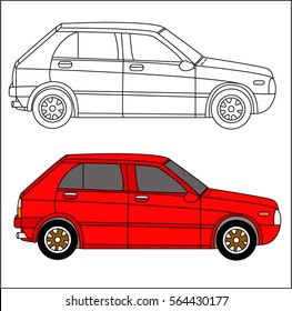 The car is red on a white background.
