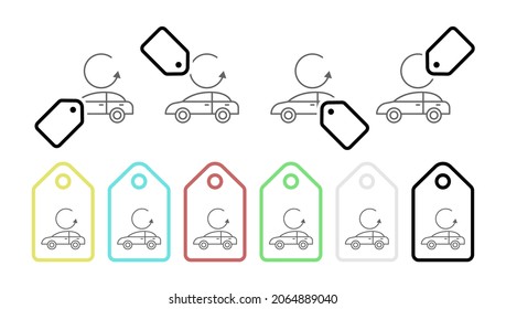 Car, refresh vector icon in tag set illustration for ui and ux, website or mobile application