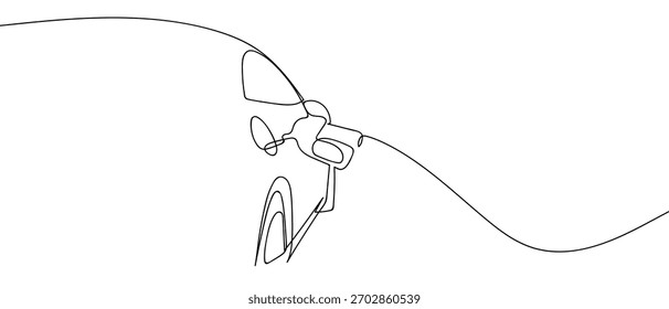 Das Auto tankt, eine Linie ununterbrochen. im einfachen linearen Stil Vektorgrafik im Doodle-Stil.