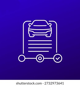 ícone de registro de carro, design de vetor de linha