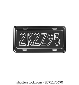 Car Registration Icon Silhouette Illustration. Identifier Automobile  Vector Graphic Pictogram Symbol Clip Art. Doodle Sketch Black Sign.