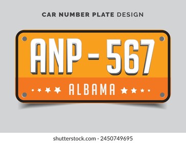 Car Registration License Number Plate Vehicle Registration License Number plate Design Standard Size with Text Effect 