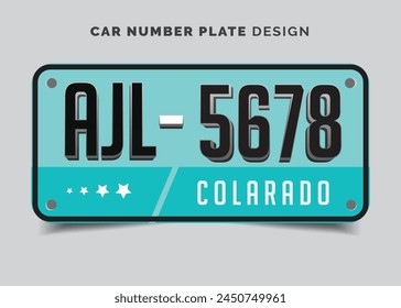 Car Registration License Number Plate Vehicle Registration License Number plate Design Standard Size with Text Effect 