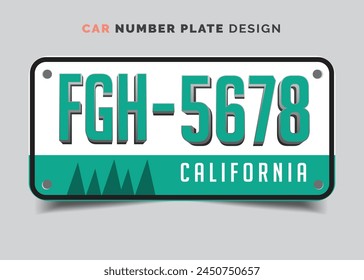 Car Registration License Number Plate Vehicle Registration License Number plate Design Standard Size with Text Effect 