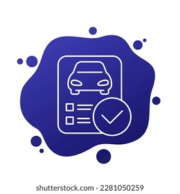 car registration line icon for web