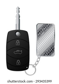 Car remote key with cool industrial tire tread keyholder
