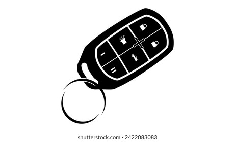 Car Remote key sign, black isolated silhouette