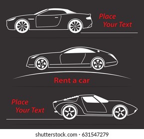 Car Rent Abstract Lines Vector. Set. Vector illustration