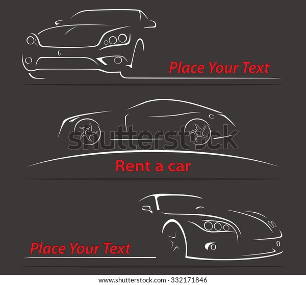 Car\
Rent Abstract Lines Vector Set. Vector\
illustration