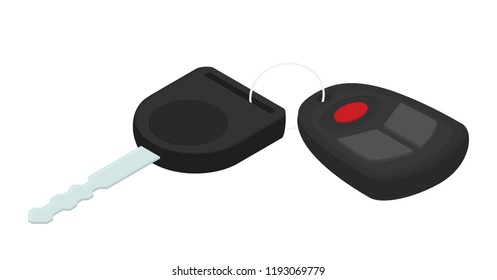 Car rent concept vector illustration. Key flat icon isometric